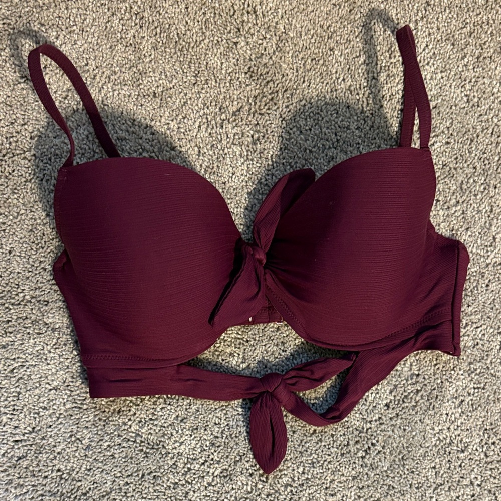 Women’s Tied Front Bikini Top - Wine